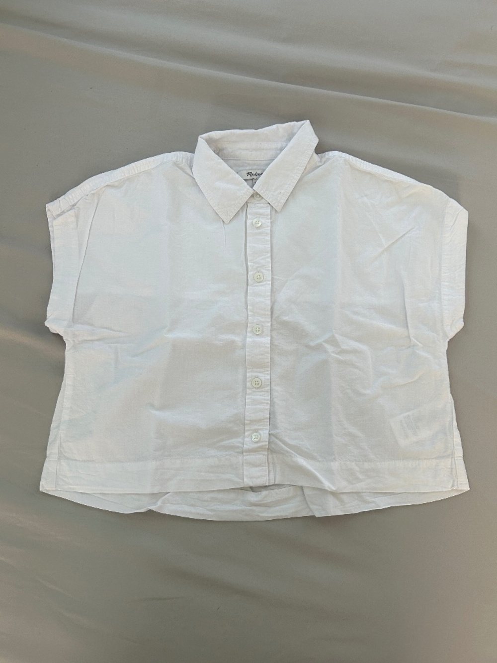 Madewell White Cropped Button Up Collared Top Women's XXS